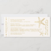 Gold Starfish boarding Pass Airplane Ticket Save The Date (Achterkant)