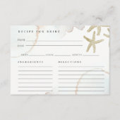 Gold Starfish Recipe For Bride Bridal Shower Card Informatiekaartje (Voorkant)