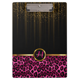 Gold Starlight en helder roze glitter design Klembord