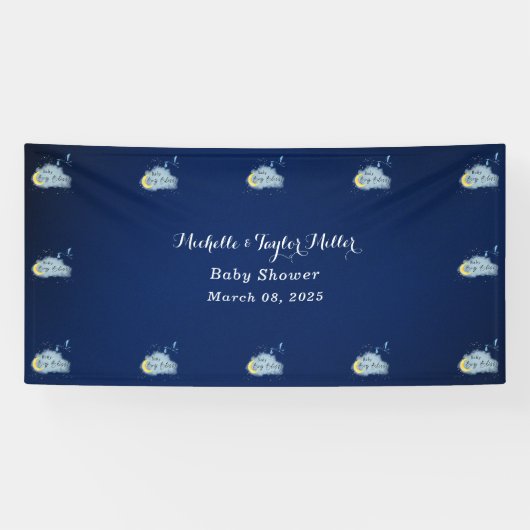 Gold Starlit Baby Boy Bliss Stork Special Delivery Spandoek (Horizontaal)