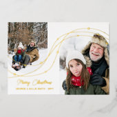 Gold Starry Strings Arch Foto's Vrolijk Kerstfeest Folie Feestdagenkaart (Voorkant)