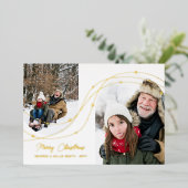 Gold Starry Strings Arch Foto's Vrolijk Kerstfeest Folie Feestdagenkaart (Staand Voorkant)