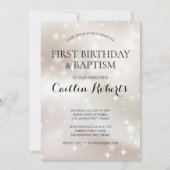 Gold Stars 1st Birthday en Baptism Christening Kaart (Voorkant)