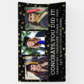 Gold Stars 3 Photo Collage Congrates Afstuderen zw Spandoek (Verticaal)