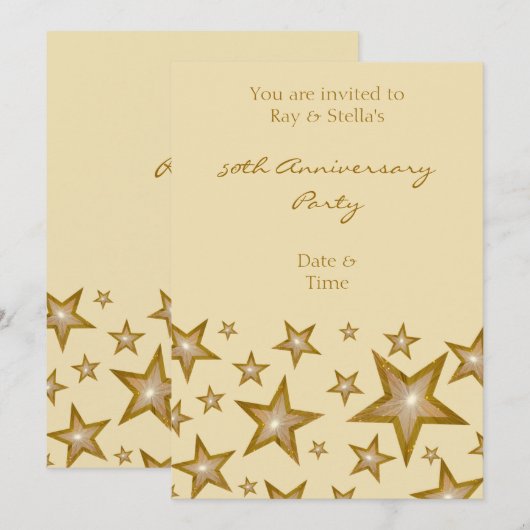 Gold Stars '50e Jubileum' verticale crème Kaart (Voorkant / Achterkant)