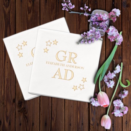 Gold Stars Afstudeerder Folie Servetten