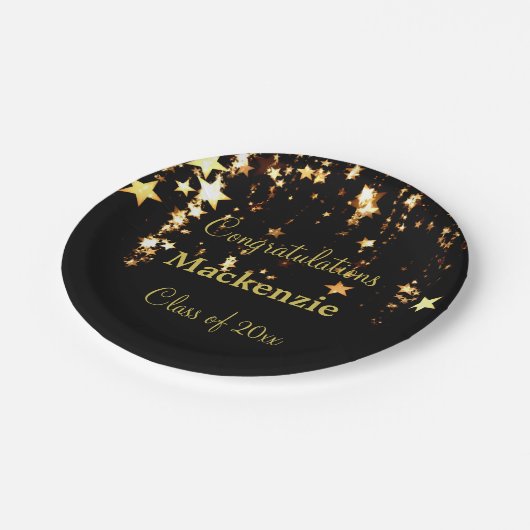 Gold Stars Afstuderen Papieren Bordje (Gekanteld)