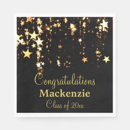 Gold Stars Afstuderen Servetten (Voorkant)