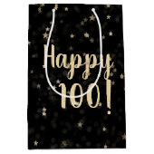 Gold Stars and Stippen 100th Birthday Medium Gift  Medium Cadeauzakje (Voorkant)