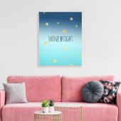 Gold Stars Aqua Blue Ombre gepersonaliseerde prijs Canvas Afdruk (Insitu (Woonkamer))