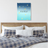Gold Stars Aqua Blue Ombre gepersonaliseerde prijs Canvas Afdruk (Insitu (Slaapkamer))