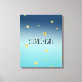 Gold Stars Aqua Blue Ombre gepersonaliseerde prijs Canvas Afdruk