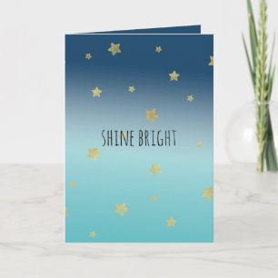 Gold Stars Aqua Blue Ombre gepersonaliseerde prijs Kaart
