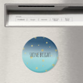 Gold Stars Aqua Blue Ombre gepersonaliseerde prijs Magneet (Insitu (Vaatwasser))