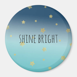 Gold Stars Aqua Blue Ombre gepersonaliseerde prijs Magneet