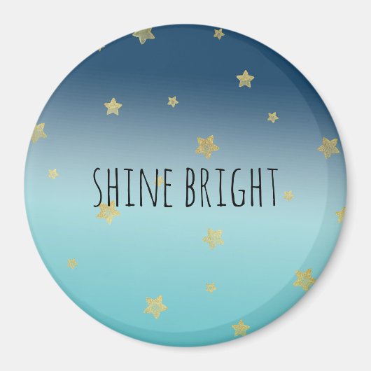 Gold Stars Aqua Blue Ombre gepersonaliseerde prijs Magneet (Voorkant)