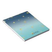Gold Stars Aqua Blue Ombre gepersonaliseerde prijs Notitieblok (Schuin)