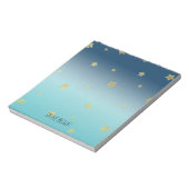 Gold Stars Aqua Blue Ombre gepersonaliseerde prijs Notitieblok (Linkerzijde)