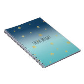 Gold Stars Aqua Blue Ombre gepersonaliseerde prijs Notitieboek (Rechterzijde)