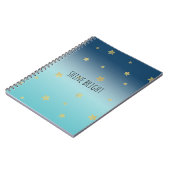 Gold Stars Aqua Blue Ombre gepersonaliseerde prijs Notitieboek (Linkerzijde)