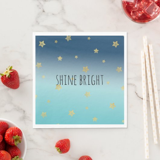 Gold Stars Aqua Blue Ombre gepersonaliseerde prijs Servet (Insitu)