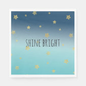 Gold Stars Aqua Blue Ombre gepersonaliseerde prijs Servet (Voorkant)