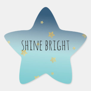 Gold Stars Aqua Blue Ombre gepersonaliseerde prijs Ster Sticker