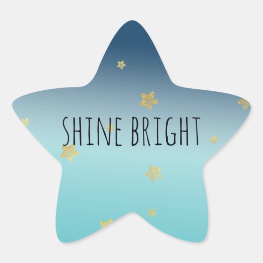 Gold Stars Aqua Blue Ombre gepersonaliseerde prijs Ster Sticker (Voorkant)