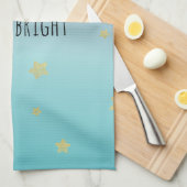 Gold Stars Aqua Blue Ombre gepersonaliseerde prijs Theedoek (Quarter Fold)