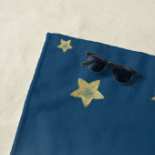 Gold Stars Aqua Blue Ombre Strandlaken (In situ)
