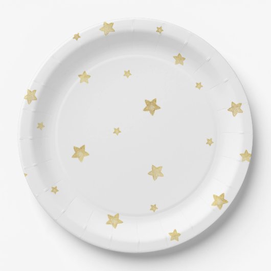 Gold Stars Baby shower Papieren Bordje (Voorkant)