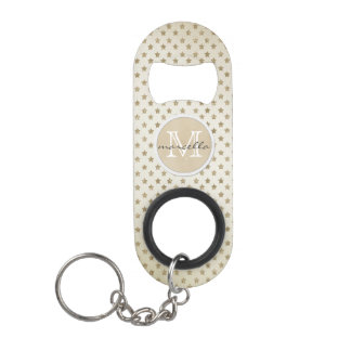 Gold Stars Background Monogram Sleutelhanger Flessenopener
