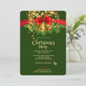 Gold Stars & Bells-uitnodiging voor kerstfeestdage Kaart (Staand voorkant)
