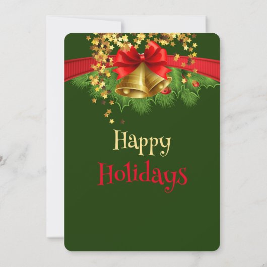 Gold Stars & Bells-uitnodiging voor kerstfeestdage Kaart (Achterkant)