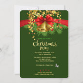 Gold Stars & Bells-uitnodiging voor kerstfeestdage Kaart (Voorkant)