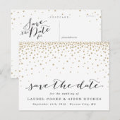 Gold Stars bijtend modern sparen de datum Aankondigingskaart (Voorkant / Achterkant)