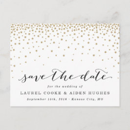 Gold Stars bijtend modern sparen de datum Aankondigingskaart