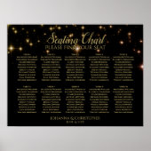 Gold Stars Black 10 Table Wedding Seating Chart Poster (Voorkant)