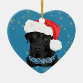 Gold Stars Black Labrador Retriever Kerstmis Keramisch Ornament (Voorkant)