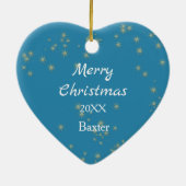 Gold Stars Black Labrador Retriever Kerstmis Keramisch Ornament (Achterkant)