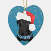 Gold Stars Black Labrador Retriever Kerstmis Keramisch Ornament (Links)