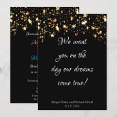 Gold Stars & Black Modern Huwelijksuitnodigingen Kaart (Voorkant / Achterkant)