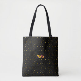 Gold Stars Black Sky Trendy Sterrenpatroon Tote Bag