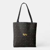 Gold Stars Black Sky Trendy Sterrenpatroon Tote Bag (Achterkant)
