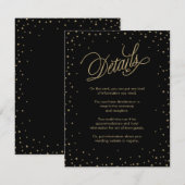 Gold Stars Black Wedding Enclosure Kaart (Voorkant / Achterkant)