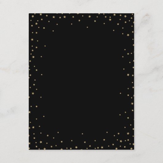 Gold Stars Black Wedding Enclosure Kaart (Achterkant)