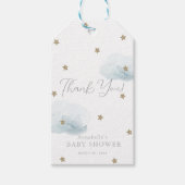 Gold Stars & Blue Clouds Baby shower Hartelijk dan Cadeaulabel (Voorkant)