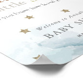 Gold Stars & Blue Clouds Baby shower Welkom Poster (Hoek)