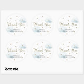 Gold Stars & Blue Clouds Birthday Hartelijk dank Ronde Sticker (Vel)