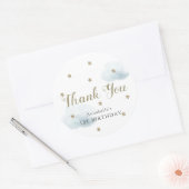 Gold Stars & Blue Clouds Birthday Hartelijk dank Ronde Sticker (Envelop)